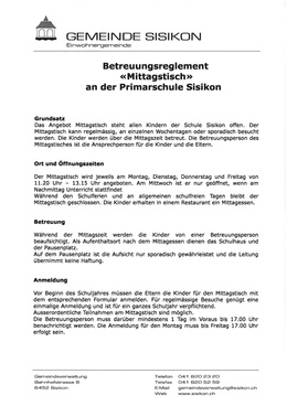 Reglement Mittagstisch